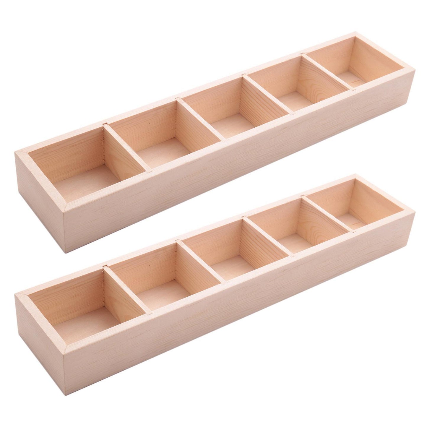 2x Wooden Box Succulent Plant Flower Pot 5 Grid