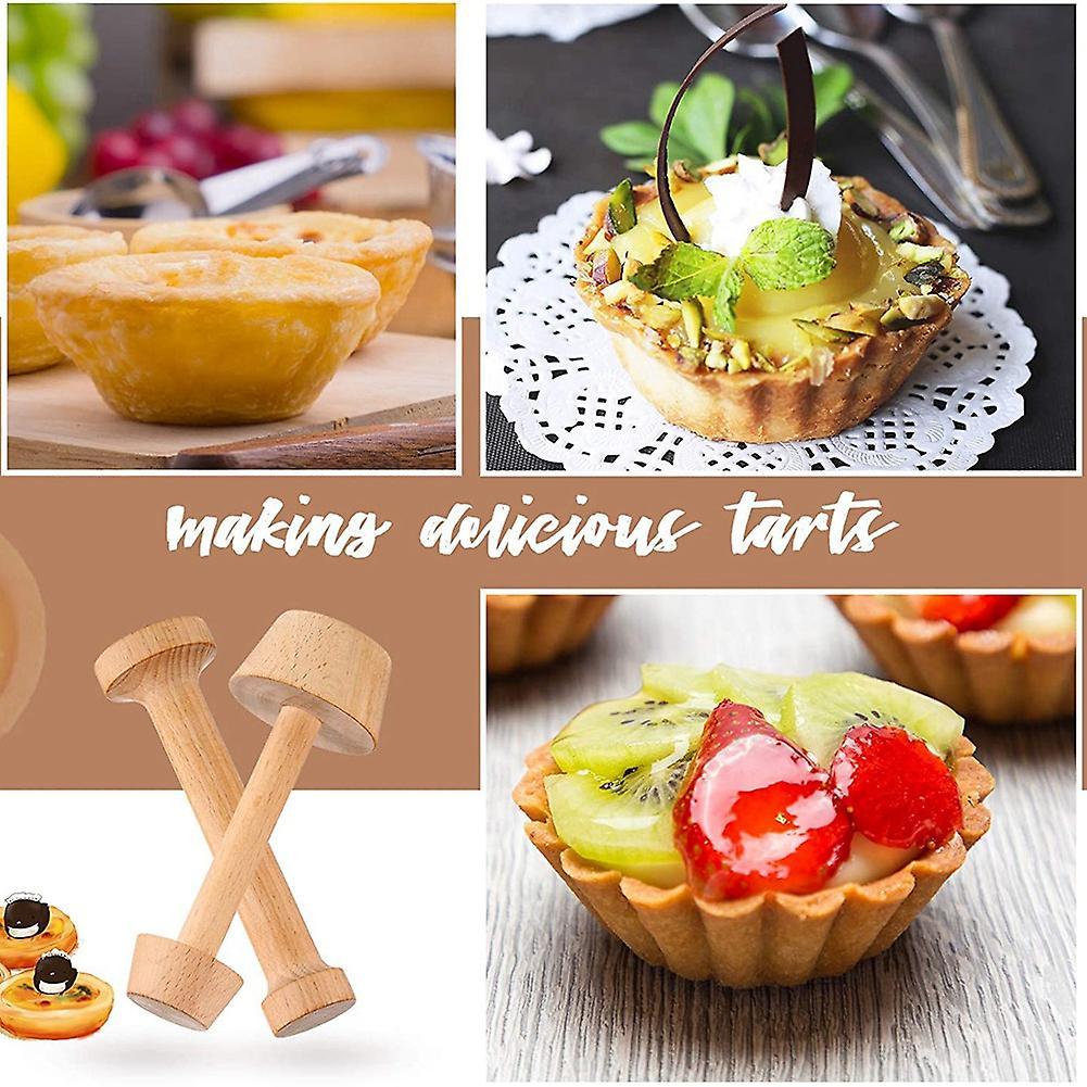 2 Pieces Wooden Tart Tamper Set Tart Pan Wooden Molds Pastry Tools