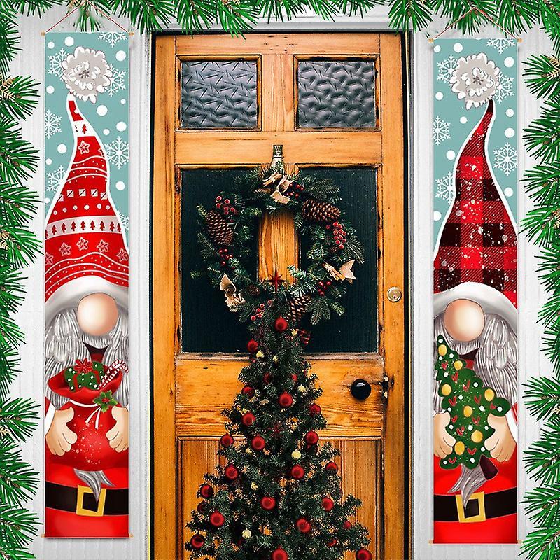 2pcs Christmas Outdoor Banner Hanging Sign Home Decoration Ornaments