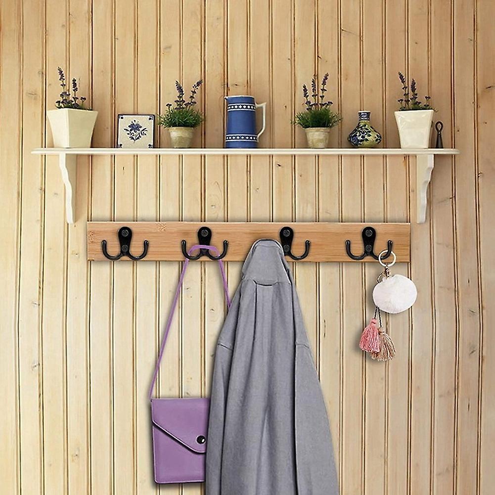 Dual Coat Hooks Wall Mounted for Bathroom Bedroom Door Wall (black)