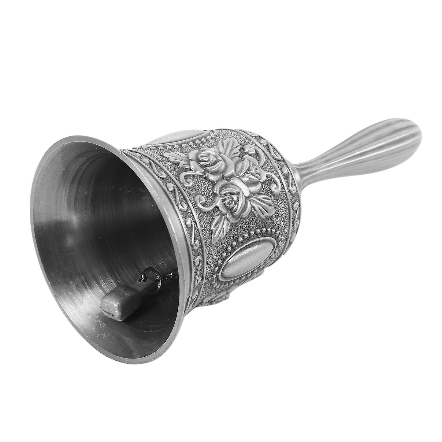 Metal Alarm Hand Hold Call Bell Desktop Tea Dinner Game Bell, Silver
