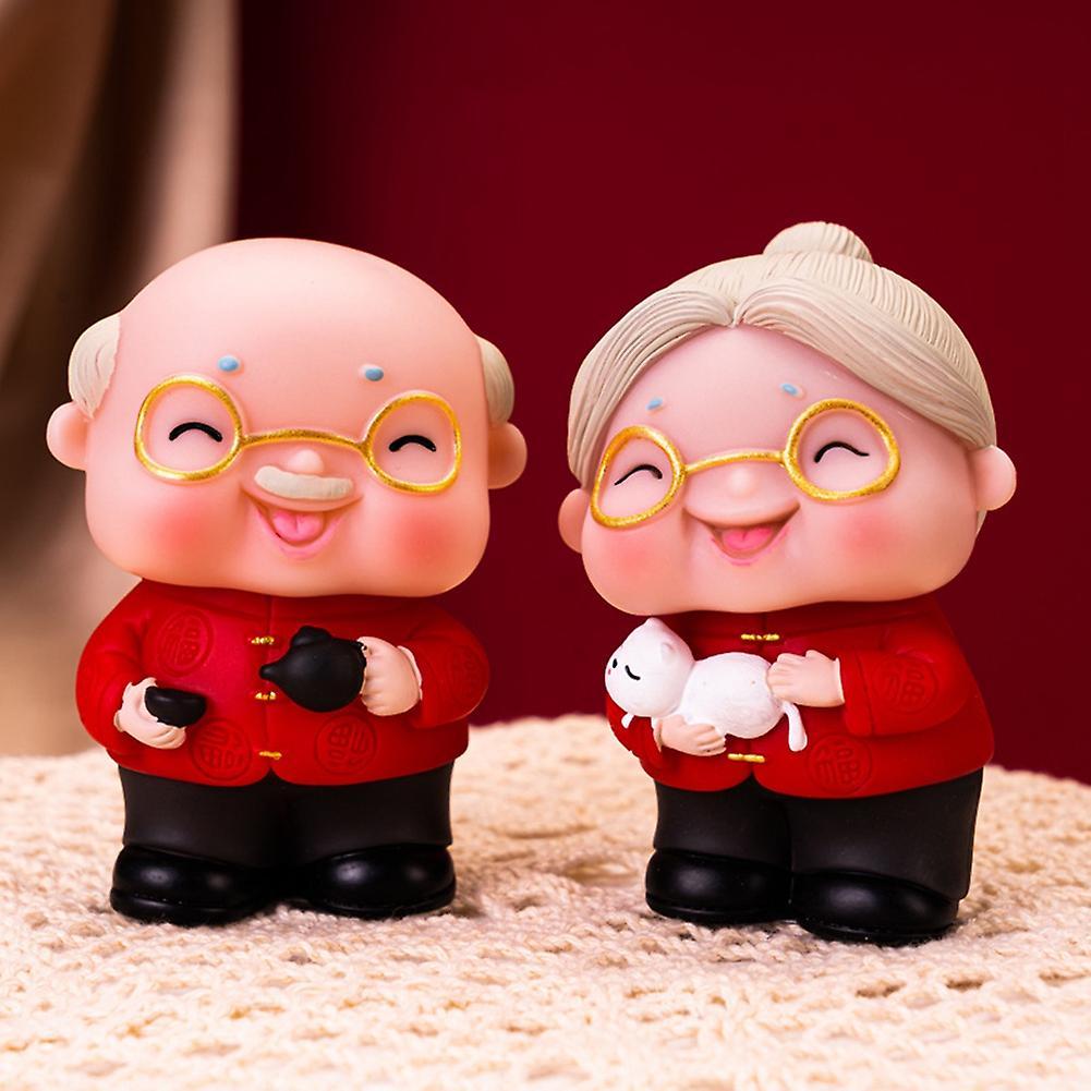 Old Man and Old Lady Baking Cake Decoration Birthday Cake Decoration