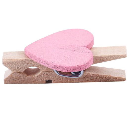 20x Love Heart Shape Wooden Clips Photo Holder Album Card Paper Pegs