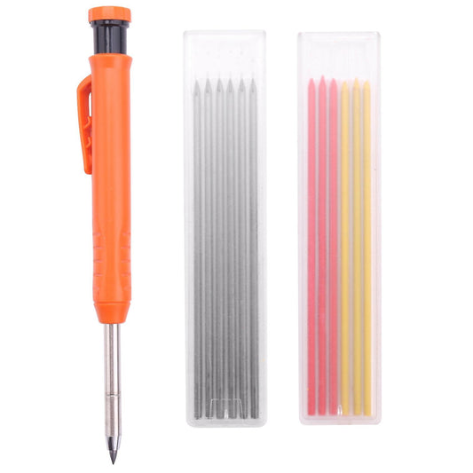 Carpenter Pencil,1pcs Solid Work Pencil Set with 12 Refill Leads E