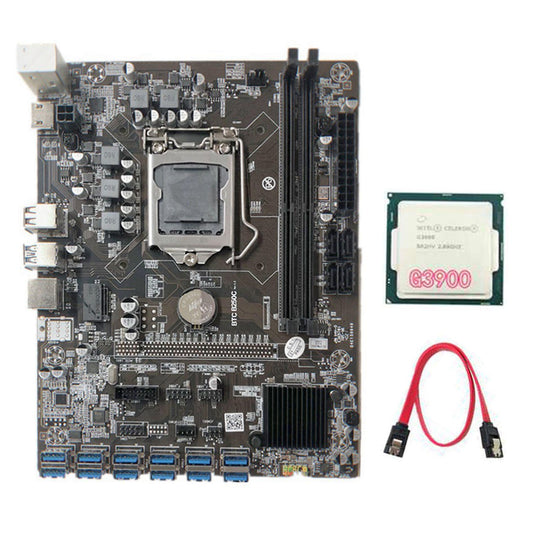B250c Btc Mining Motherboard with G3900 Cpu+sata Cable for Btc
