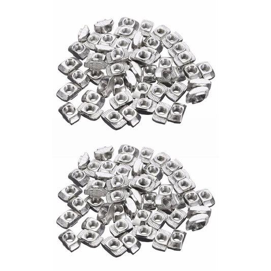 100pcs M4-20 T-nut Thread T Slot Hammer Head Drop In Nut Silver