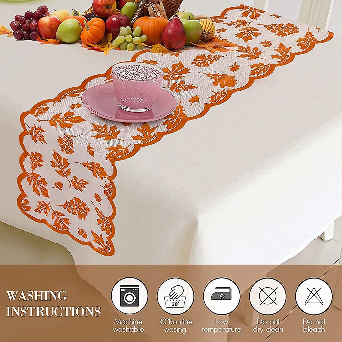 Autumn Decoration Thanksgiving Table Runner Maple Leaf Lace