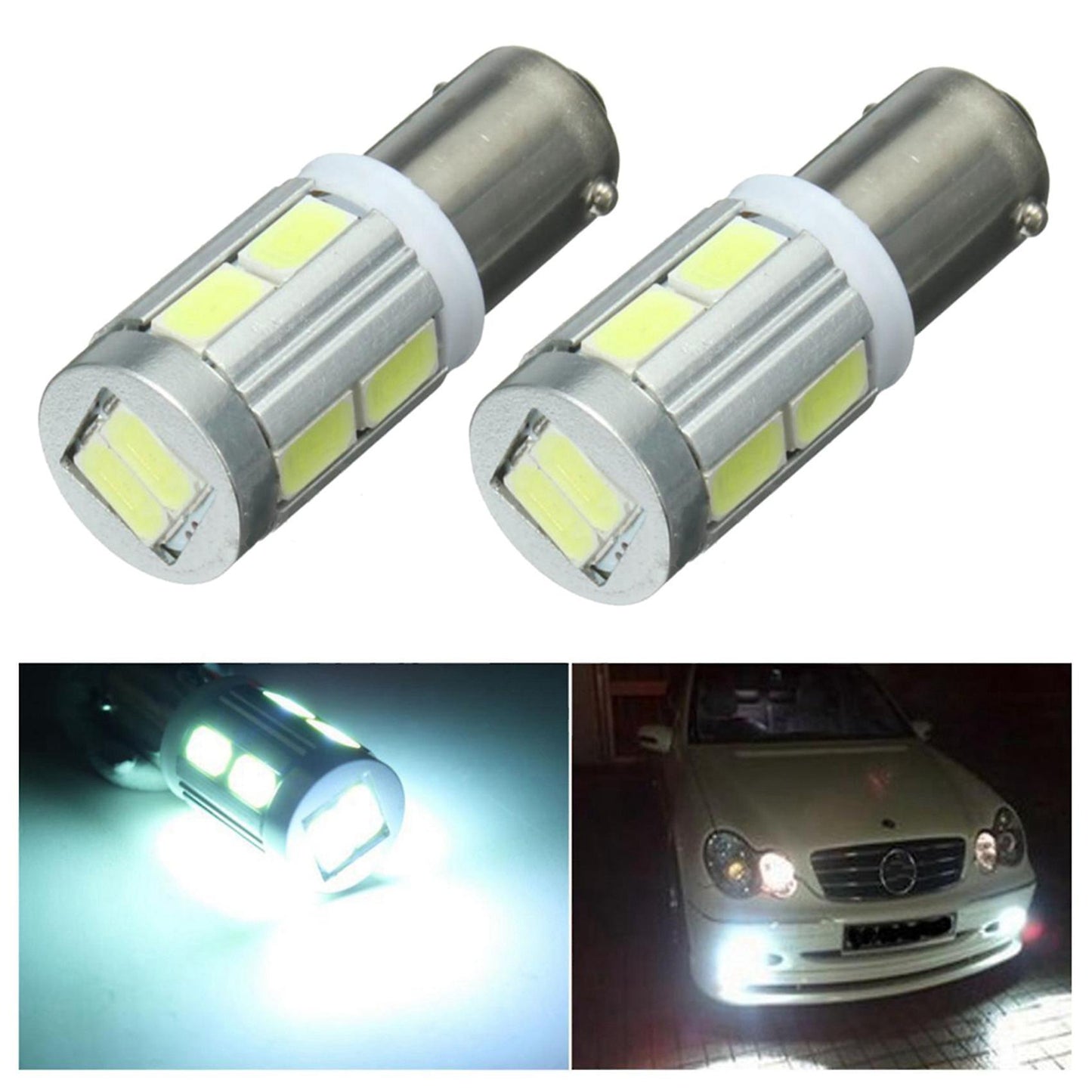 2x Ba9s H6w 10smd Led Sidelight Bulbs Canbus Error Free 6000k White