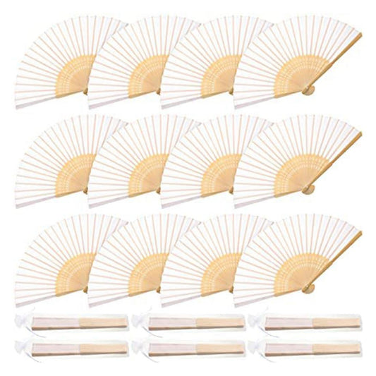 Bamboo Folding Hand Fan for Wedding Bridal Shower Prom Party Decor
