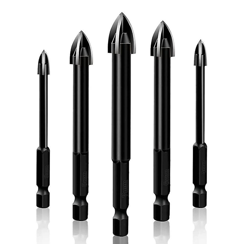 Universal Drilling Tool 5pcs, Cross Alloy Drill Bit,black