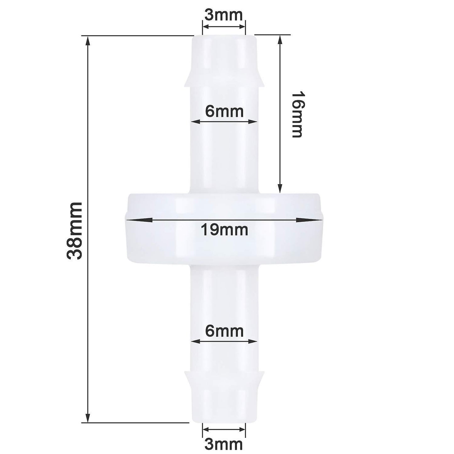4pcs Check Valve Pvdf for Fuel Gas Liquid Air 1/4 Inch 6 Mm