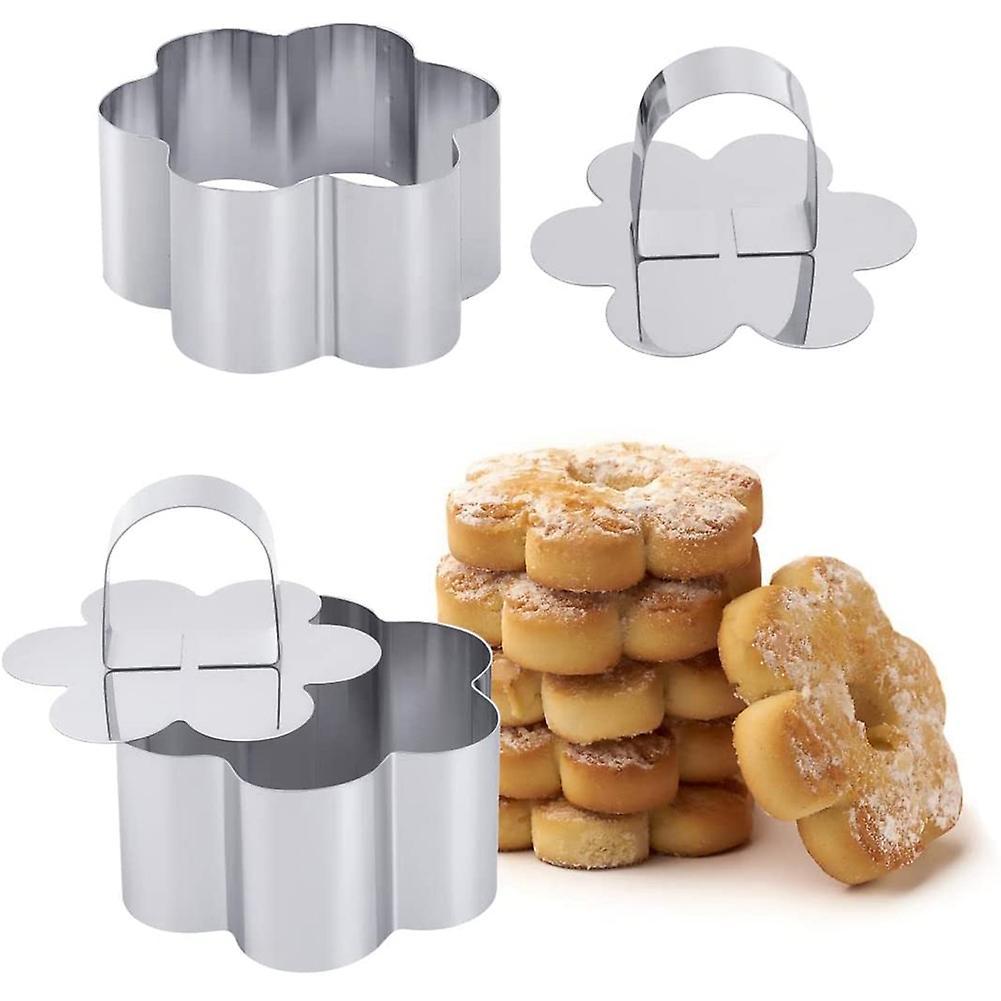 Mousse Ring Molds Set 3.15 Inch Flower-shaped Cake Rings