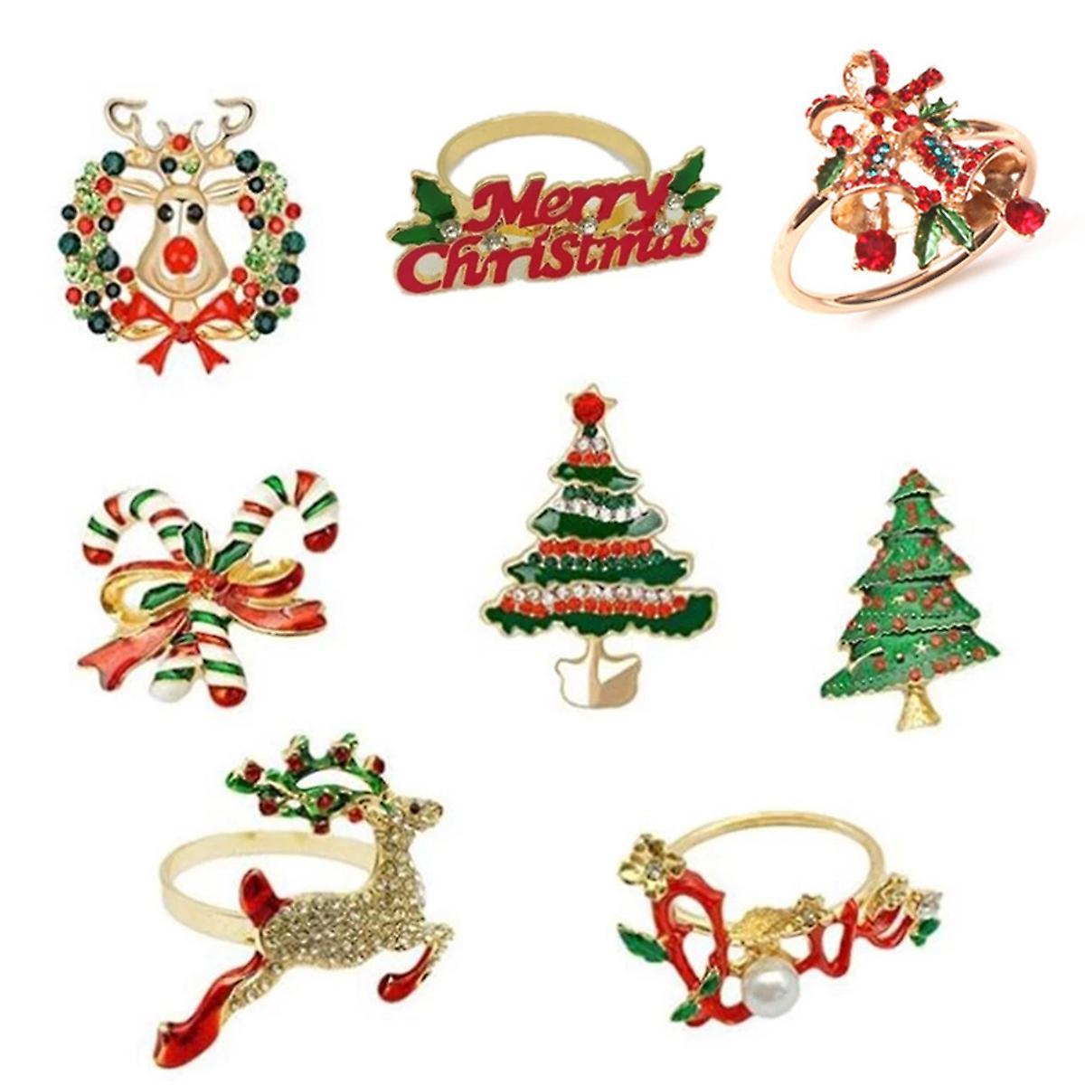 8pcs Christmas Napkin Rings -napkin Holder Rings Elk Napkin Buckle
