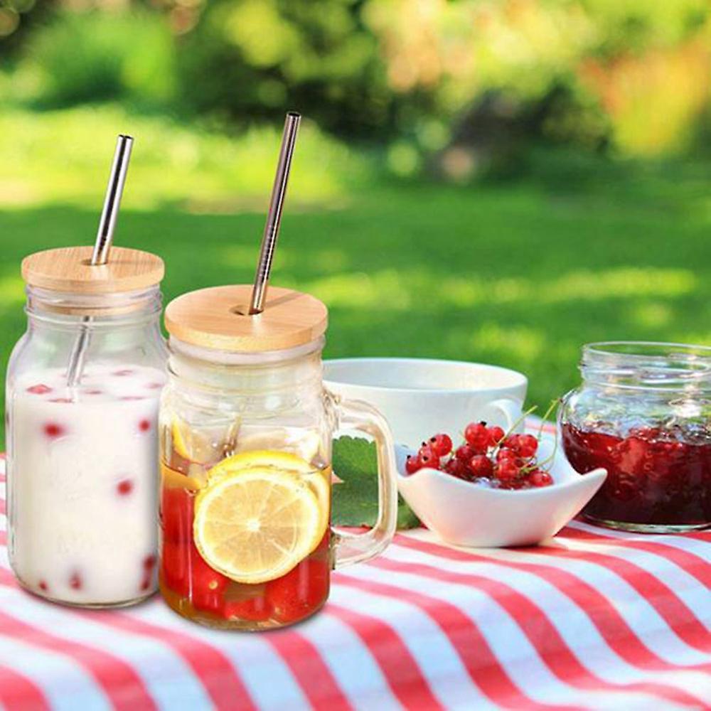 4pcs Bamboo Mason Jar Lids with Hole Wooden Lids for Storage Jars