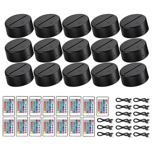 15 Sets 3d Night Led Light Remote Control Usb Light Base for Acrylic