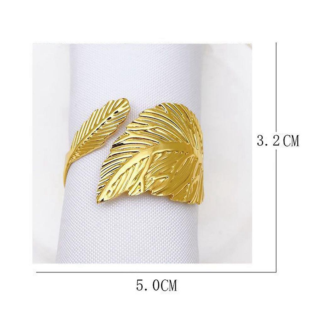Napkin Rings Set Of 6, Metal Napkin Rings for Holiday Party Gold
