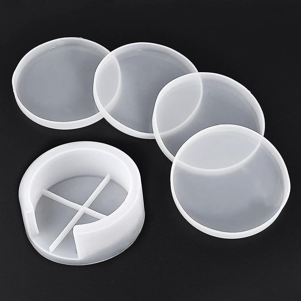 4pcs Resin Coaster Mold with Coaster Storage Mold for Resin Casting