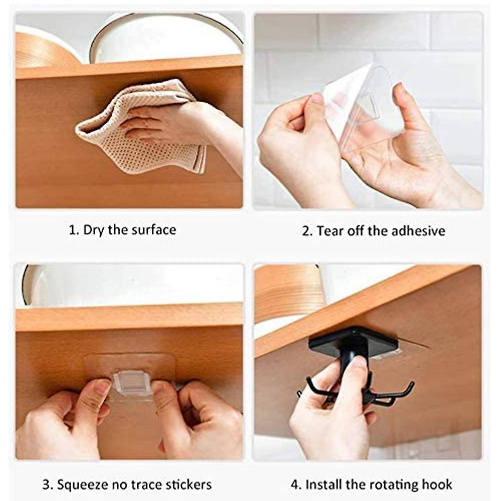 2pcs Multifunctional Hook Rack 360degree Rotating Hook Rack Gray