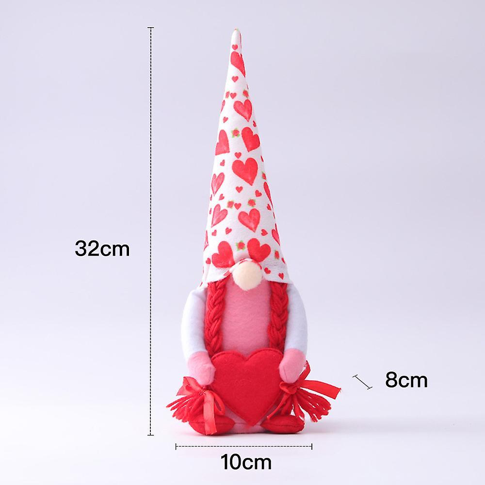 Valentines Day Decor, Handmade Faceless Doll Rudolph Plush Toy, B
