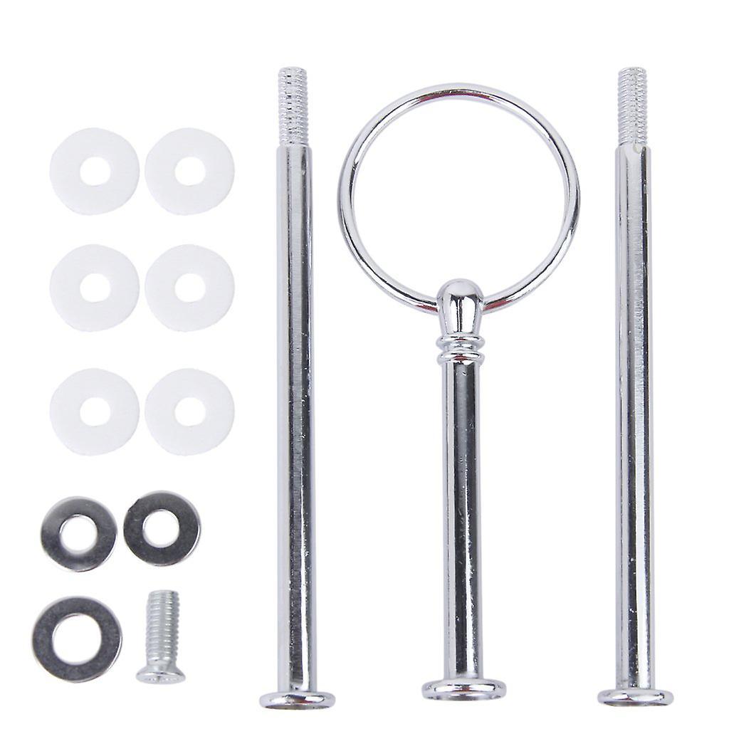 3-tier Round Ring Cake Cupcake Plate Stand Display Holder Handle Fittings (silver)