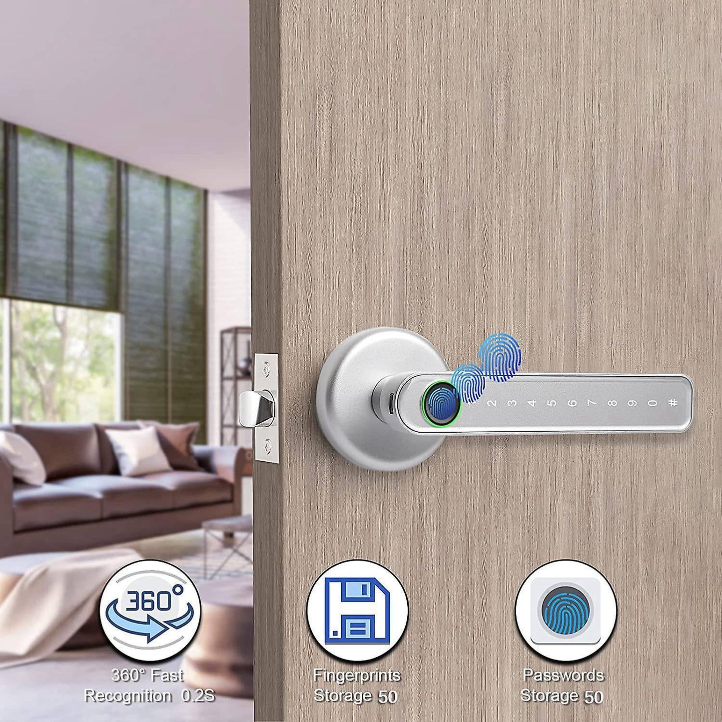 Smart Door Lock, Fingerprint Door Lock with Tuya App Wifi Control