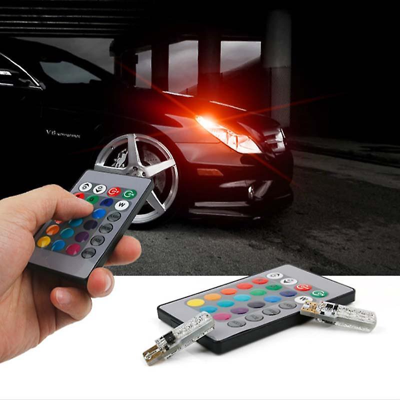 T10 5050 6smd Rgb 2 Pcs Led Multi Color Light Car Wedge Bulbs Flash