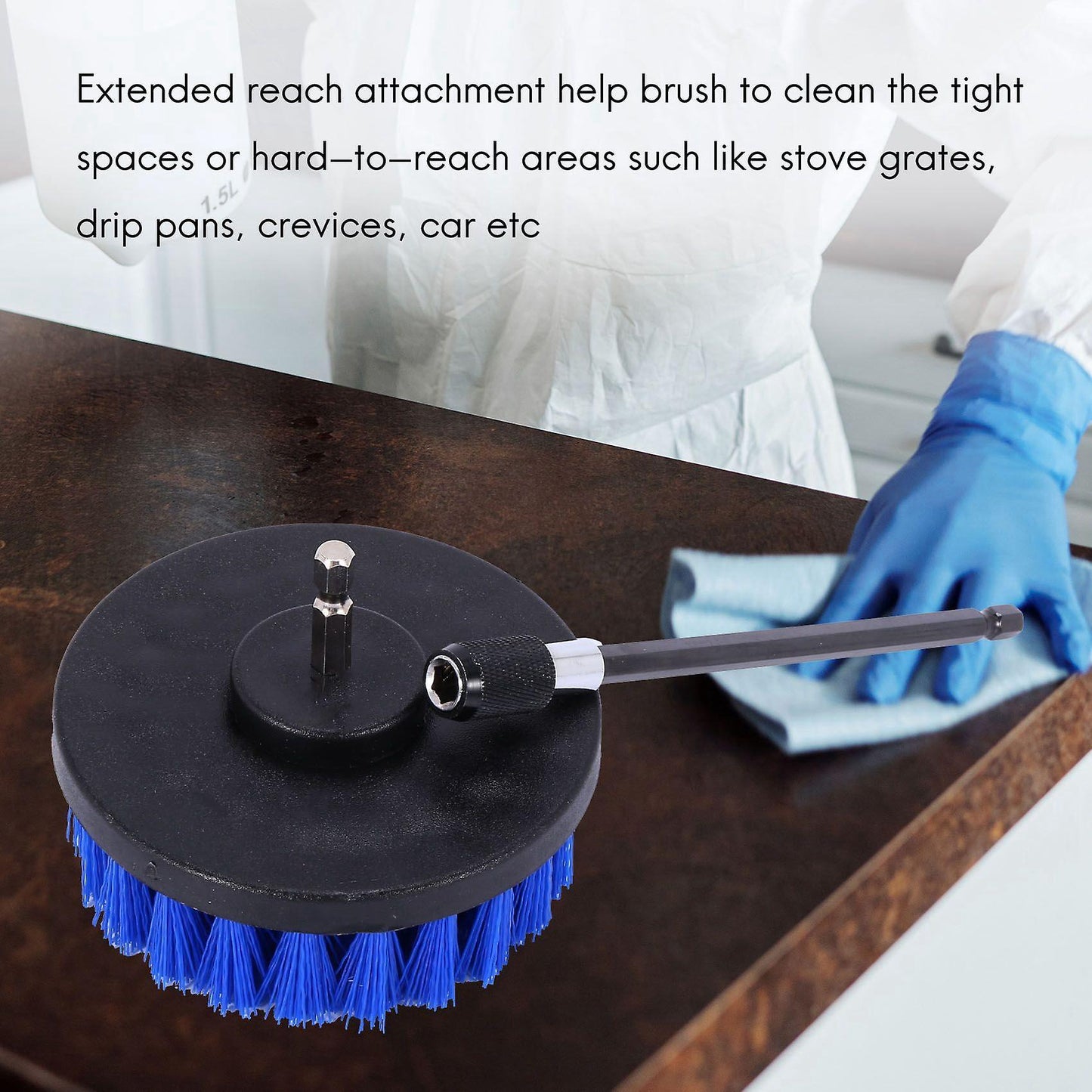 Drill Brush Power Scrubber Brush Extended Long Attachment Set Blue