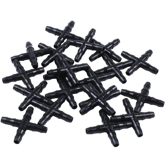 20 Pcs Black Sprinkler Irrigation Tee Pipe Barb Hose for Tube