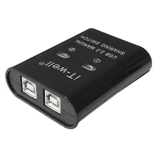 It-well Usb 2 In 1 Out Printer , 2-port Manual Kvm Converter Black