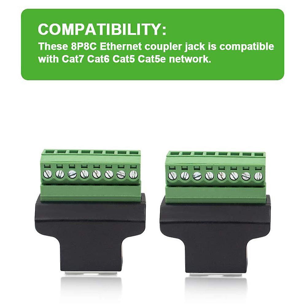 2 Pack Rj45 Female Jack to 8 Pin Screw Terminal Connector for Cat7
