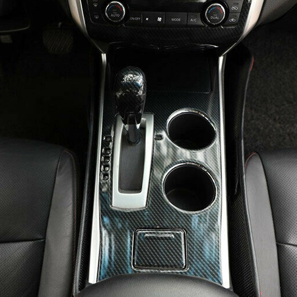 Carbon Fiber Central Console Gear Shift Knob Trim Shift Lever Cover