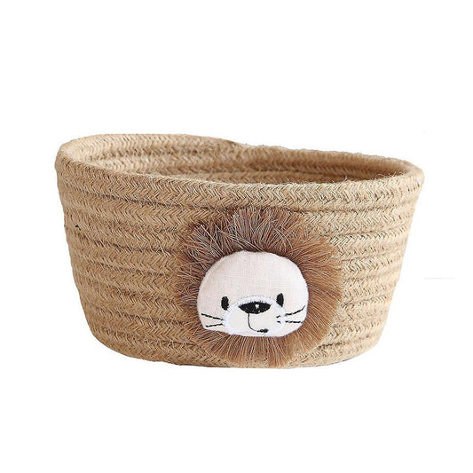 Animals Woven Storage Basket Kids Toys Storage Box- Jute Lion