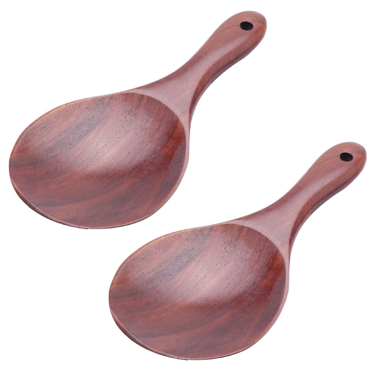 2x Teak Wood Spoon Natural Solid Wood Rice Spoon Wooden Rice Paddle