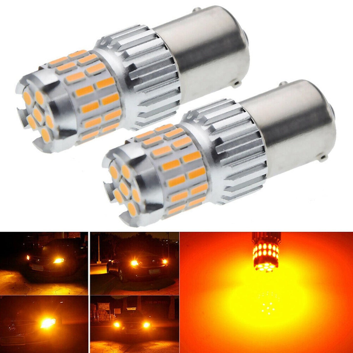 4x1156 Amber 7506 P21w Led Bulbs Yellow Front Rear Turn Signal Lights