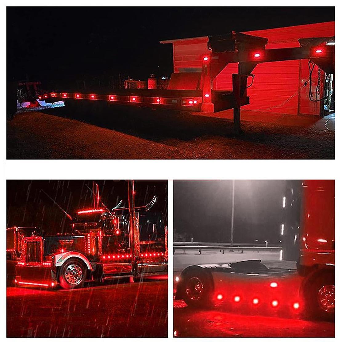 4pcs 4led Led Light Head Emergency Beacon Hazard Warning Light Red
