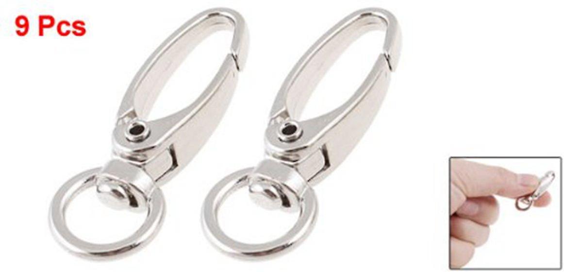 Silver Tone D Swivel Trigger Hooks Key Ring Lobster Clasps 9 Pcs
