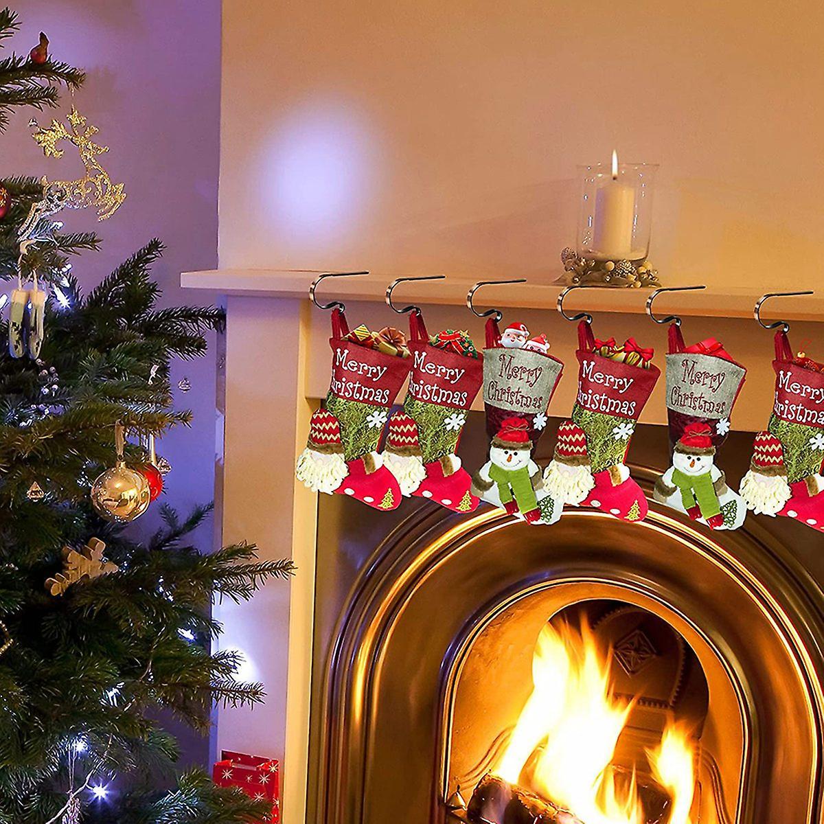 6pcs Christmas Stocking Holder, Non-slip Adjustable Stocking B