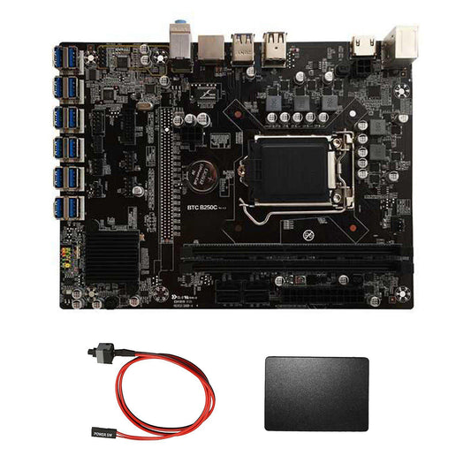 B250c Btc Mining Motherboard with 120g Ssd+switch Cable