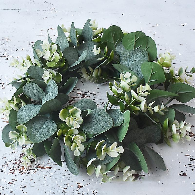 12.9inch Artificial Green Leaves Wreath for Wall Window Wedding Decor