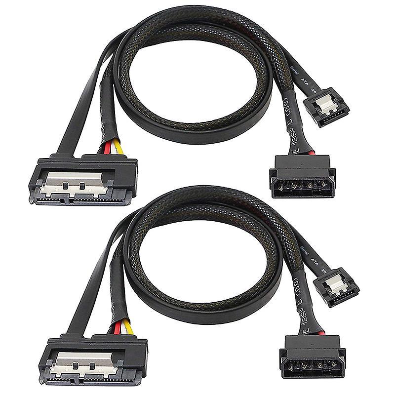 2 Pcs Sata 6g Data Cable, Sata Power 2-in-1 Extension Cord,lp4 Ide