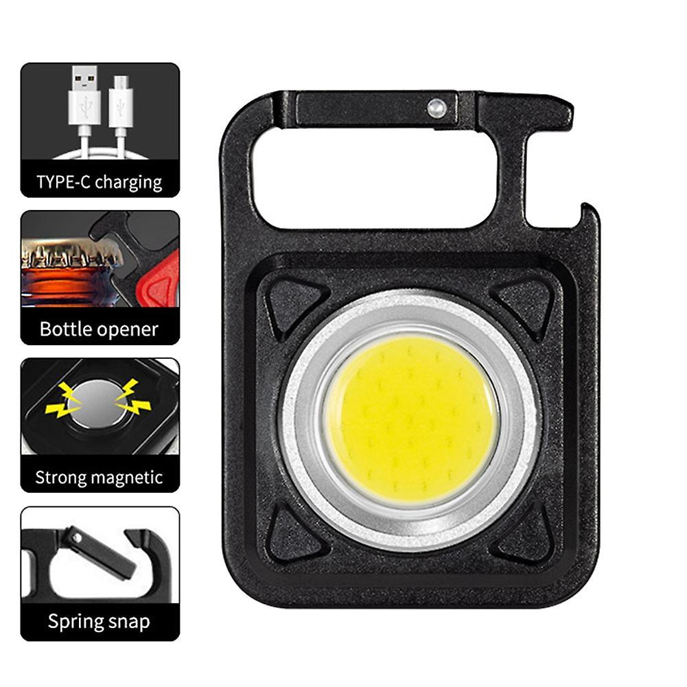 1 Pack Multifunctional Mini Cob Keychain Usb Charging Emergency Light