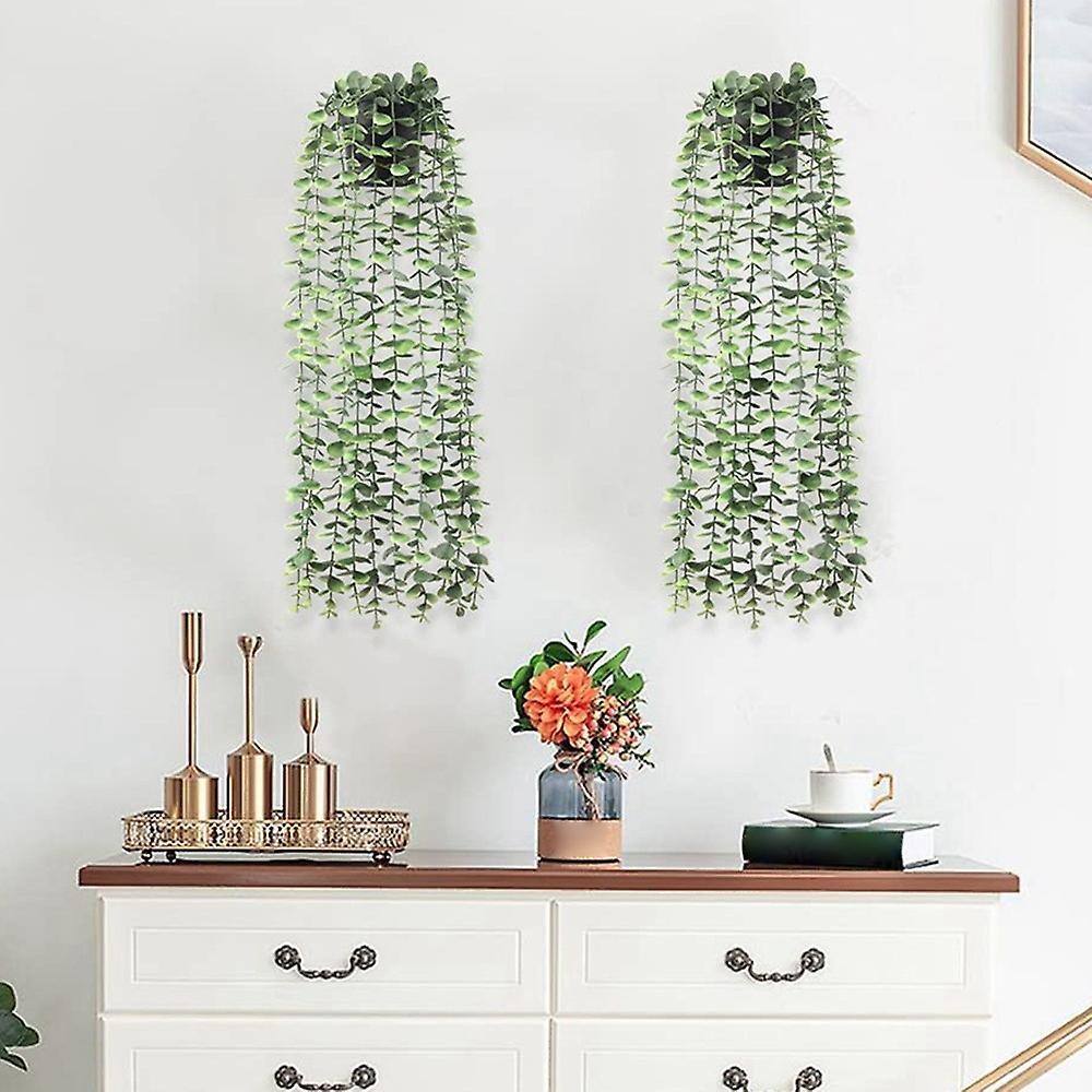 2 Pcs Fake Eucalyptus Potted Plants Fake Plants for Wall House Room