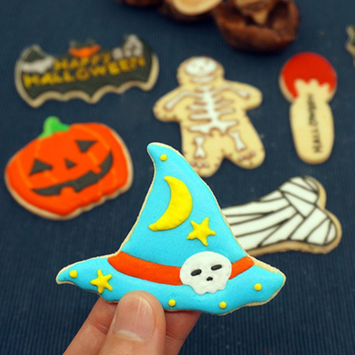10pc Halloween Bat Pumpkin Ghost Stainless Steel Cookies Cutter Cake