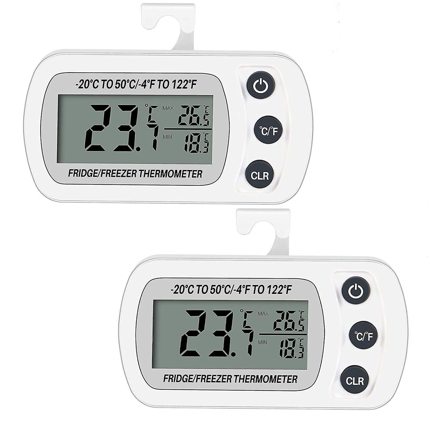 2pcs Fridge Digital Waterproof Thermometer Lcd Display (white)