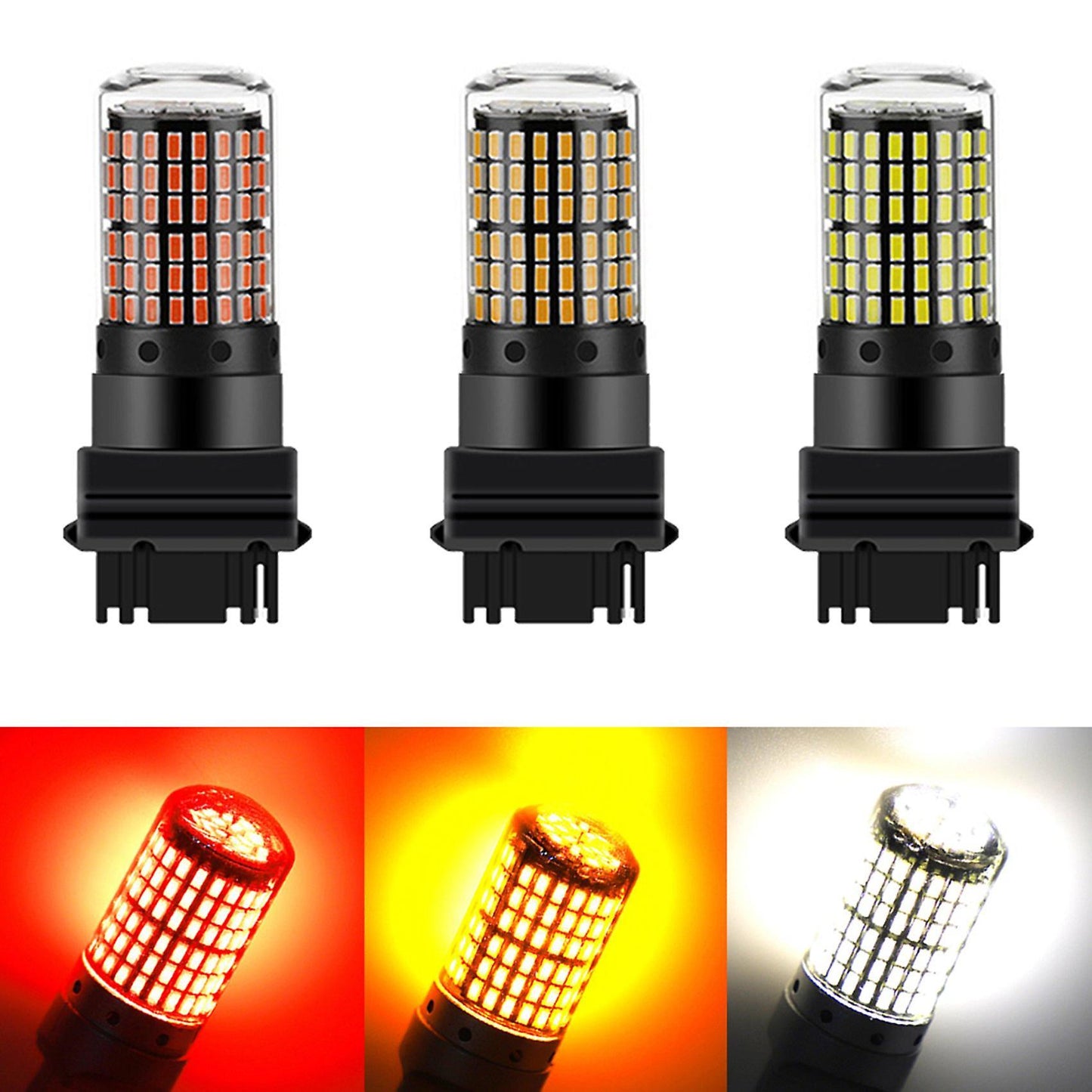 2pcs Led Bulbs 3156 P27w T25 3014 144smd Canbus Lamp Red