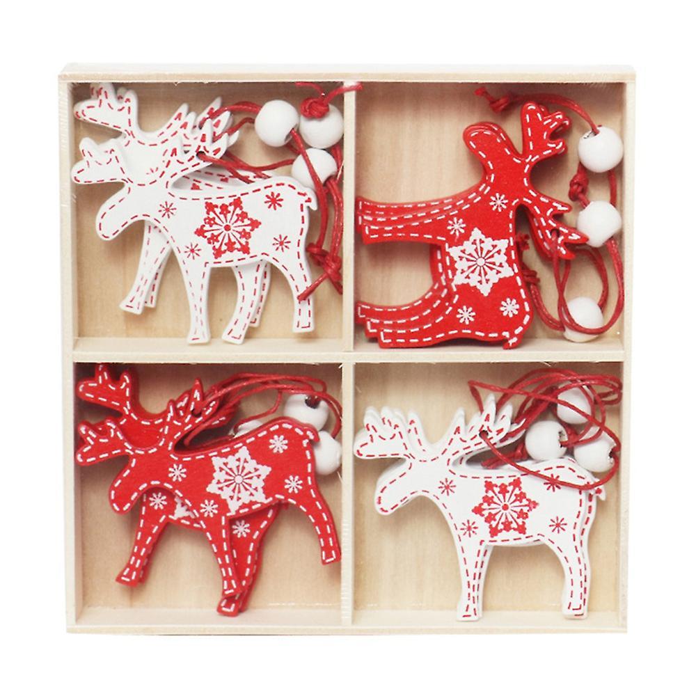 Christmas Pendant, Wooden Angel Elk Pattern Ornaments Decoration, B