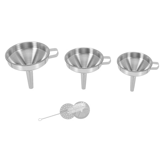 Stainless Steel Funnel Kitchen Set 3 Pack Funnels with 2 Filter