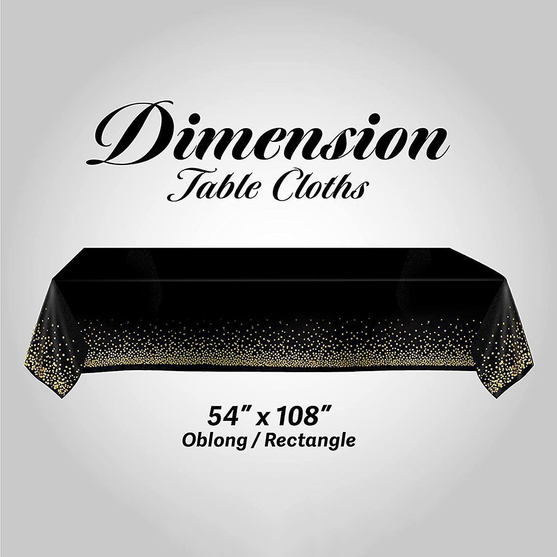 Black and Gold Plastic Tablecloth - 4 Pack - 54 X 108 Gold Dot