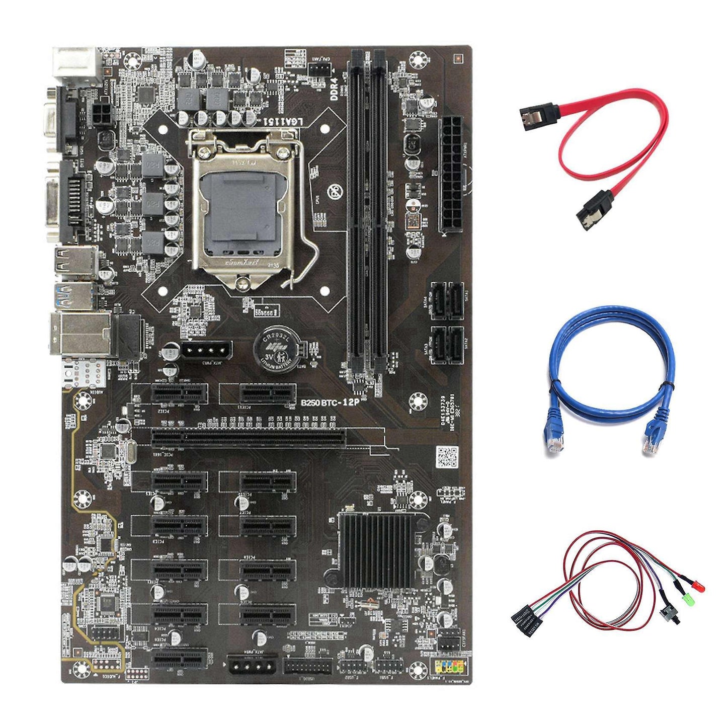 B250 Btc Mining Motherboard with Light+rj45 Cable for Btc Miner