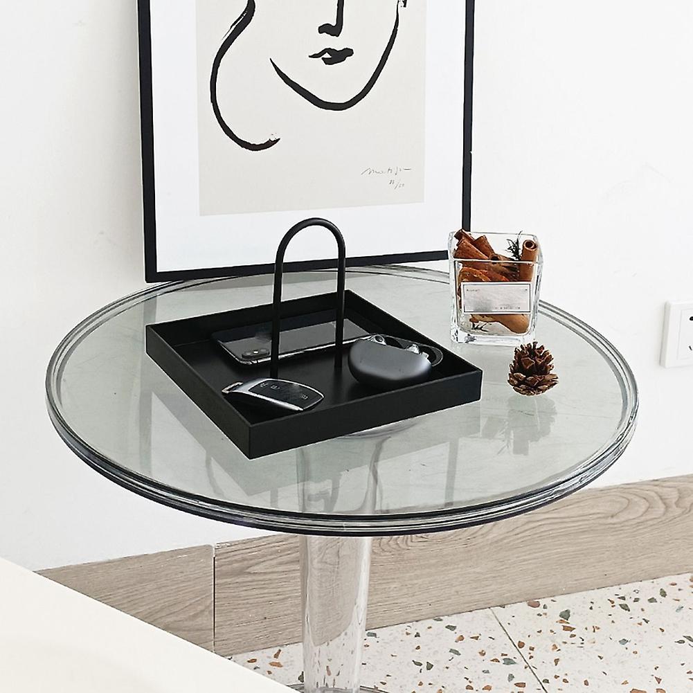 Desktop Storage Tray Plastic Square Jewelry Trays with Handle,b